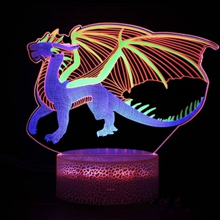 Dinosaur 3D lampe med multifarvet lys og fjernbetjening